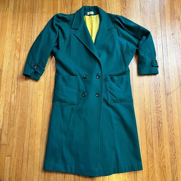 Vintage Jill Jr Trench Coat Womens Medium Large ? Wool Gren Made USA - Picture 1 of 9